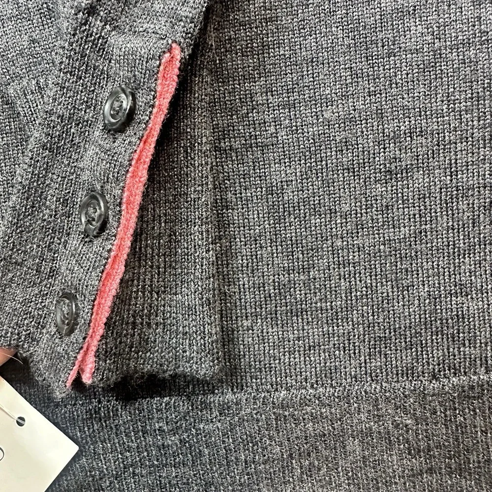 Charter Club Merino Wool Crewneck Sweater XXL Charcoal Heather‎ Button Cuff